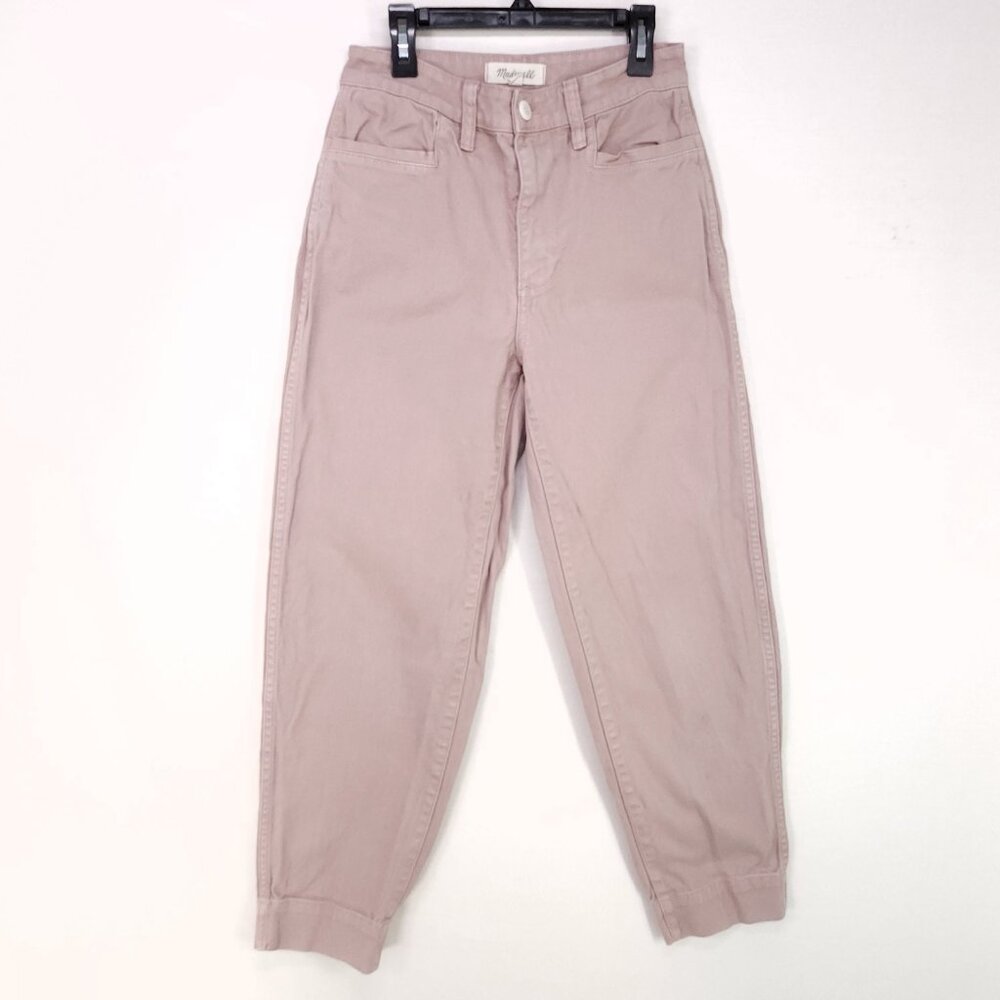 Madewell Emmett Pants Womans Size 24 Tapered Leg Canvas High Rise Pink